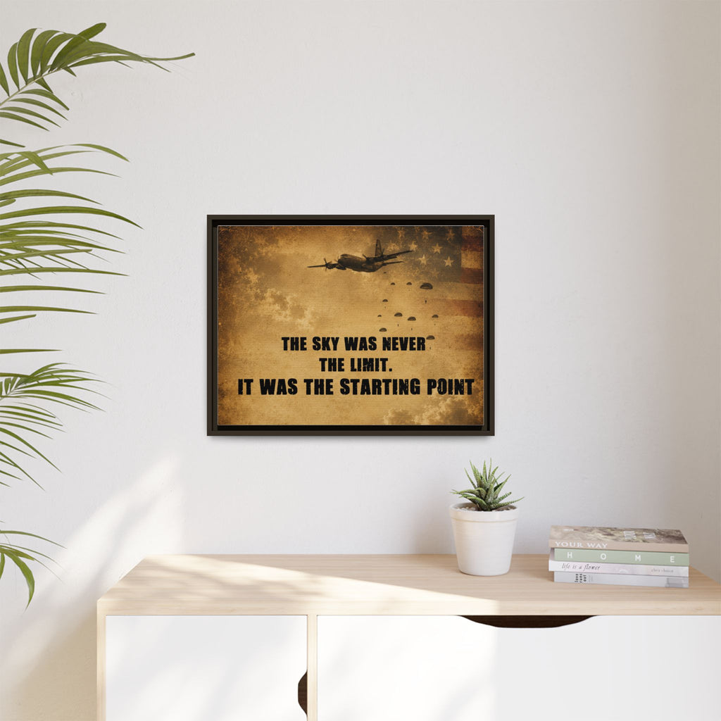 Vintage Military Canvas Print - "The Sky Was Never The Limit. It Was The Starting Point" (Framed)