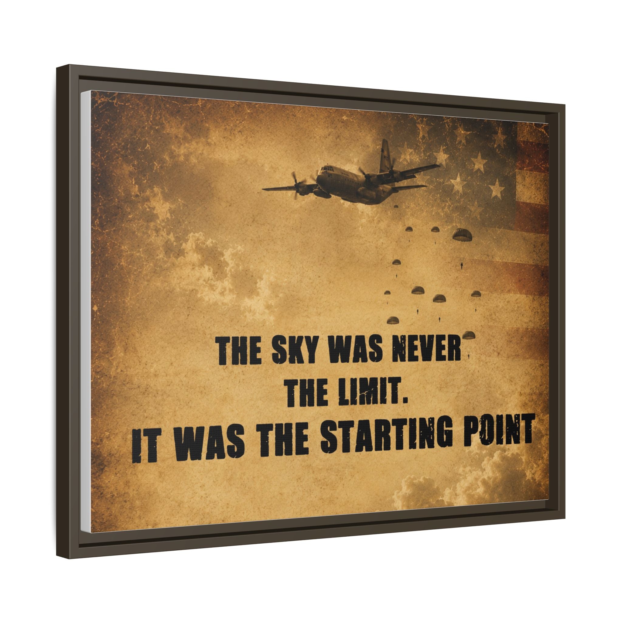 Vintage Military Canvas Print - "The Sky Was Never The Limit. It Was The Starting Point" (Framed)