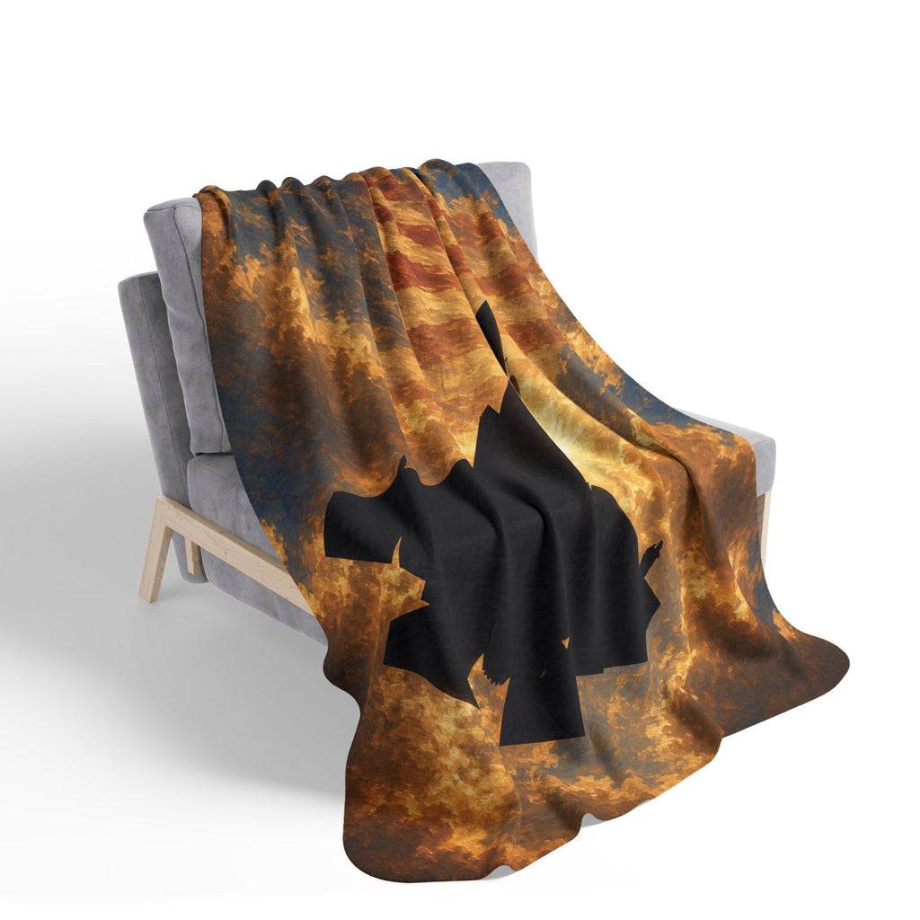 Patriotic Fighter Jet Sherpa Blanket – American Flag Sky Silhouette