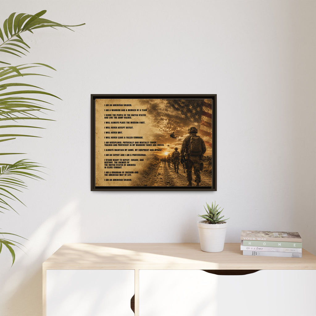 Framed Matte Canvas - I Am An American Soldier