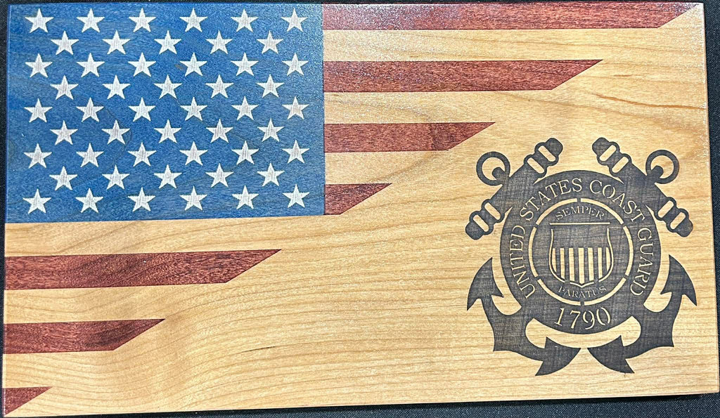 Coast Guard Handcrafted Wooden Desktop Flag – Made by U.S. Veterans