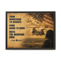 Framed Matte Canvas -Army Aviation Chinook - “From Mountains to Deserts…Until the Mission’s Done”