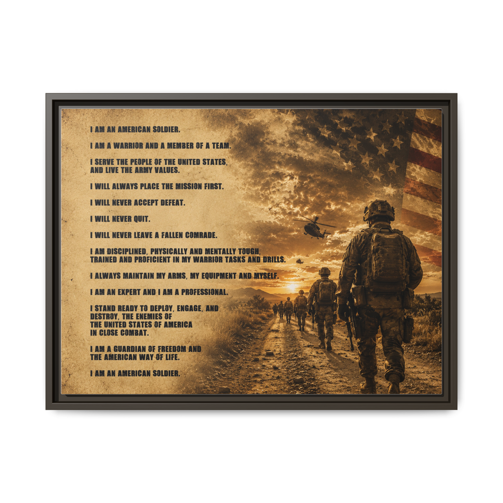 Framed Matte Canvas - I Am An American Soldier