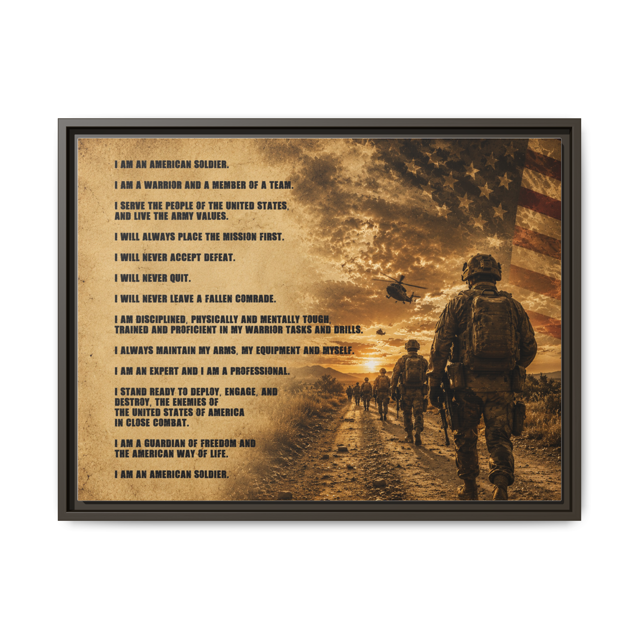 Framed Matte Canvas - I Am An American Soldier