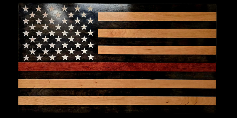 Red Line American Flag Handcrafted Patriotic Wall Flag – Made by U.S. Veterans