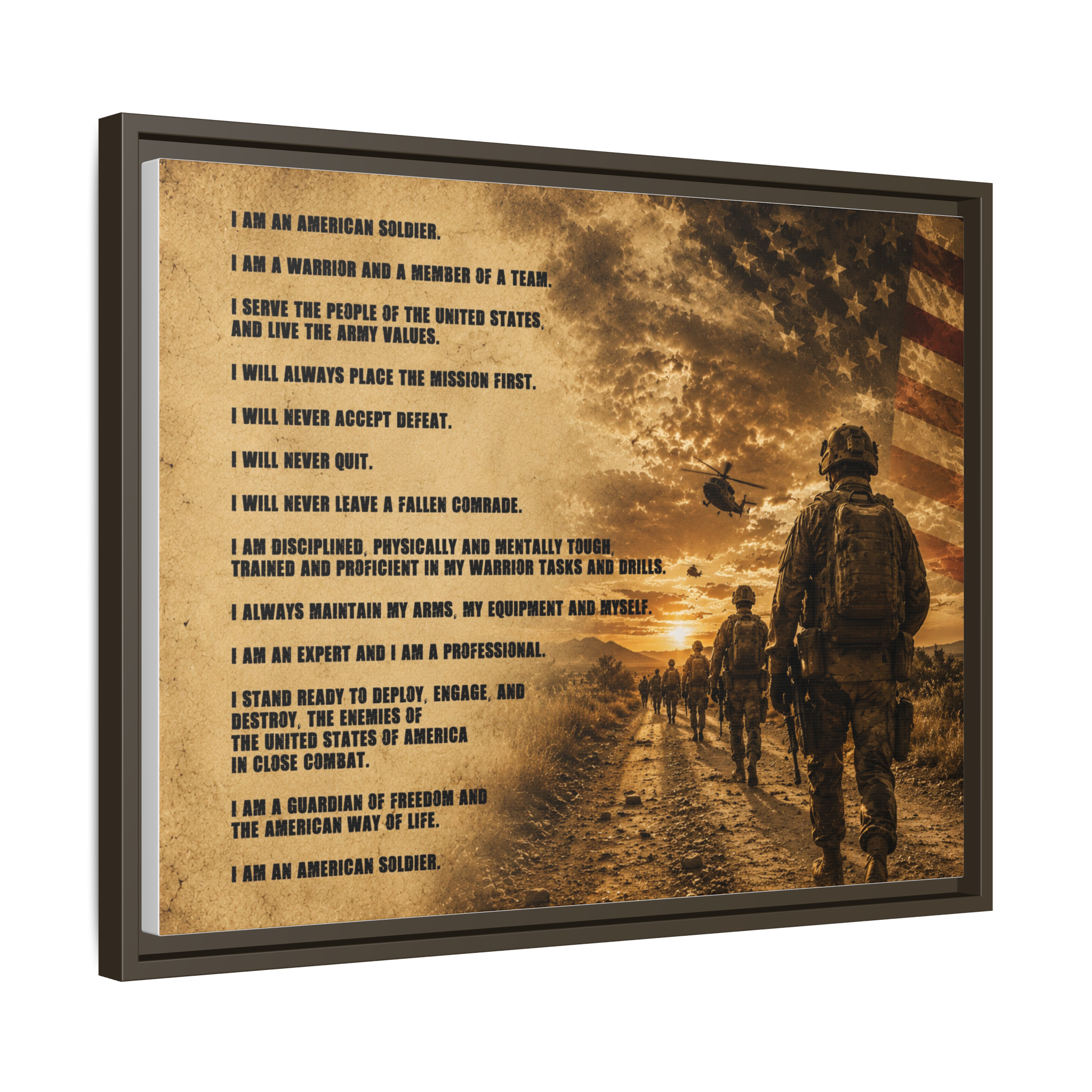 Framed Matte Canvas - I Am An American Soldier