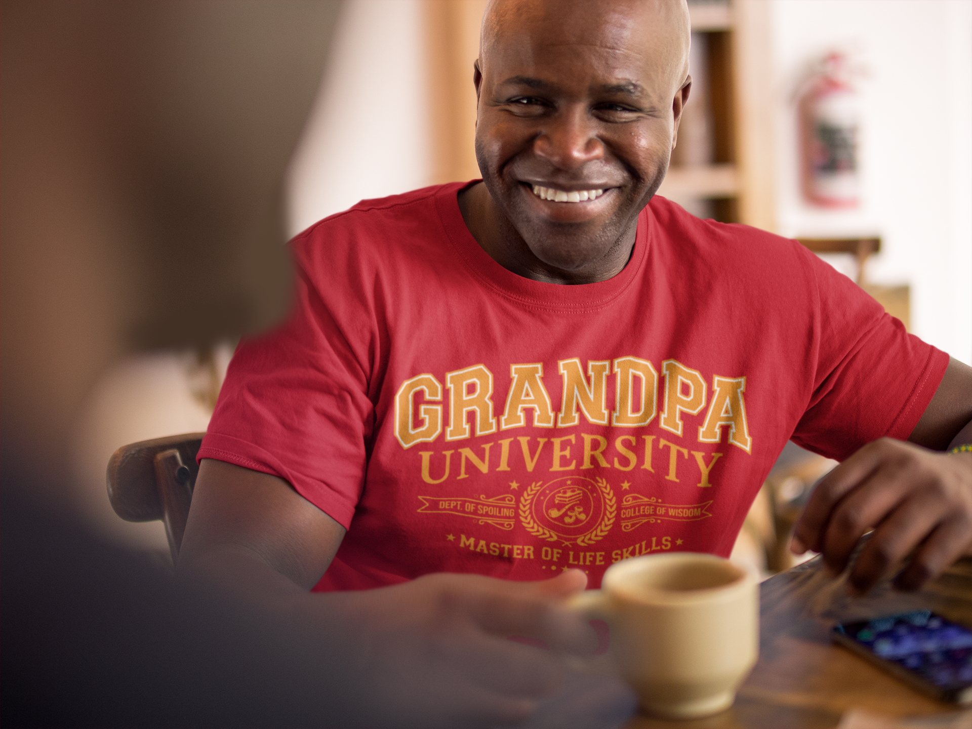 Grandpa University Premium Tee (Orange Graphic)